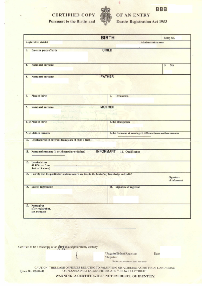 Copy of uk marriage certificate
